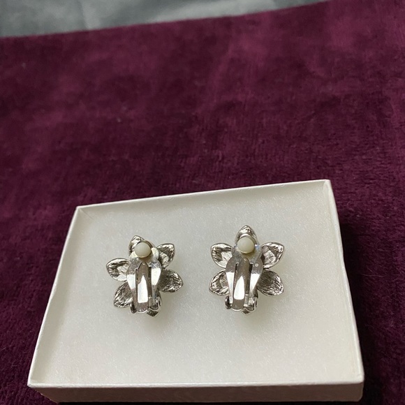 Silver Blossom Crystal Clip-On Earrings [NEW] - Picture 6 of 6